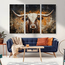 Abstract Longhorn Bull Wall Art Canvas Print – Vintage by MyGreatCanvas | Canvas Wall Art Prints | Photo Prints & Wall Decor