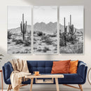 Black White Arizona Desert Canvas Wall Art Cactus Farmhouse