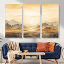 Sepia Color Abstract Mountain Wall Art Canvas Print