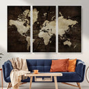 World Map Wall Art Canvas Print – Framed Travel Map Wall Art