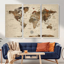 Vintage World Map Wall Art Canvas Print for Living Room, by MyGreatCanvas | Canvas Wall Art Prints | Photo Prints & Wall Decor