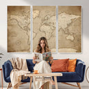Colorful Watercolor World Map Canvas Wall Art – Framed