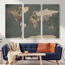Rustic Black and Wood World Map Canvas Wall Art – Framed by MyGreatCanvas | Canvas Wall Art Prints | Photo Prints & Wall Decor