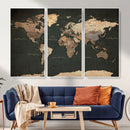 Vintage World Map Canvas Wall Art – Framed Travel Map for by MyGreatCanvas | Canvas Wall Art Prints | Photo Prints & Wall Decor