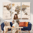 World Map Canvas Print – Framed Detailed Map of the World
