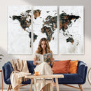 Large World Map Canvas Print – Framed Travel Map Wall Art