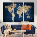 World Map Canvas Print – Framed Travel Map Wall Art for