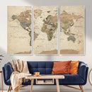 Framed World Map Wall Art for Home and Office Decor