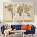 Framed World Map Wall Art for Home and Office Decor