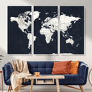 Black World Map Wall Art Canvas Print for Home Office and by MyGreatCanvas | Canvas Wall Art Prints | Photo Prints & Wall Decor