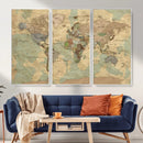 Vintage World Map Wall Art | Ready to Hang and Framed