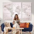 World Map Canvas Print – Detailed Map of the World Wall Art
