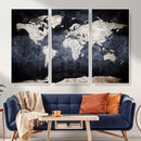 Vintage World Map Canvas Wall Art – Antique Triptych Map