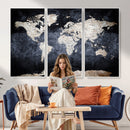 Vintage World Map Canvas Wall Art – Antique Triptych Map