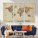 World Map Wall Art Canvas Print, Framed Rustic Atlas Art by MyGreatCanvas | Canvas Wall Art Prints | Photo Prints & Wall Decor