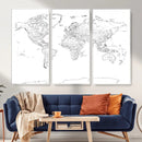 World Map Canvas Print – Framed Modern Detailed Map of the by MyGreatCanvas | Canvas Wall Art Prints | Photo Prints & Wall Decor