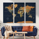 Modern World Map Canvas Print – Framed Detailed Map of the by MyGreatCanvas | Canvas Wall Art Prints | Photo Prints & Wall Decor