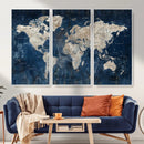 Large Blue World Map Wall Art Canvas Print for Home Office by MyGreatCanvas | Canvas Wall Art Prints | Photo Prints & Wall Decor