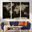 Push Pin World Map Canvas Wall Art Print, Interactive Travel