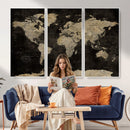 Push Pin World Map Canvas Wall Art Print, Interactive Travel