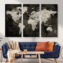 Vintage World Map Wall Art Canvas Print – Framed Large Map