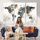 World Map Wall Art Canvas Print for Office Wall Decor