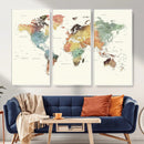 Framed World Map Wall Art Canvas Print for Living Room and by MyGreatCanvas | Canvas Wall Art Prints | Photo Prints & Wall Decor