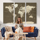 Vintage World Map Canvas Print – Framed Travel Map Wall Art