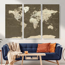 Vintage World Map Canvas Print – Framed Travel Map Wall Art