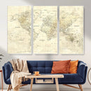Colorful Watercolor World Map Canvas Wall Art – Framed