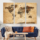 Navy Blue and Gold World Map Canvas Print – Framed Luxury by MyGreatCanvas | Canvas Wall Art Prints | Photo Prints & Wall Decor