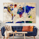 Watercolor World Map Canvas Print – Framed Wall Art for by MyGreatCanvas | Canvas Wall Art Prints | Photo Prints & Wall Decor