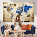 World Map Canvas Print – Colorful Abstract Travel Map,