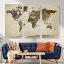 Vintage World Map Canvas Wall Art – Framed Travel Map for by MyGreatCanvas | Canvas Wall Art Prints | Photo Prints & Wall Decor
