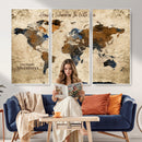 World Map Wall Art Canvas Print, Modern Decorative Framed