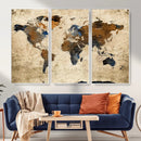World Map Wall Art – Rustic Earth Tone Canvas Print, Antique by MyGreatCanvas | Canvas Wall Art Prints | Photo Prints & Wall Decor