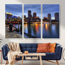 Boston Wall Art Canvas Print, Boston City Downtown Night by MyGreatCanvas | Canvas Wall Art Prints | Photo Prints & Wall Decor