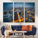Chicago Wall Art Canvas Print - Chicago City Downtown Night by MyGreatCanvas | Canvas Wall Art Prints | Photo Prints & Wall Decor