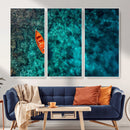Turquoise Ocean Boat Wall Art Canvas Print by MyGreatCanvas | Canvas Wall Art Prints | Photo Prints & Wall Decor