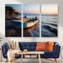 Coastal Fishing Boats Wall Art Canvas Print, Sunset Beach by MyGreatCanvas | Canvas Wall Art Prints | Photo Prints & Wall Decor