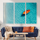 Minimalist Boat Wall Art Canvas Print, Aerial Sea Landscape by MyGreatCanvas | Canvas Wall Art Prints | Photo Prints & Wall Decor