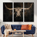 Vintage Longhorn Bull Wall Art Canvas Print – Rustic Western by MyGreatCanvas | Canvas Wall Art Prints | Photo Prints & Wall Decor