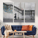 Banksy Girl with Butterflies Street Art Wall Art Canvas by MyGreatCanvas | Canvas Wall Art Prints | Photo Prints & Wall Decor