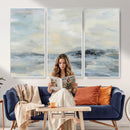 Abstract Coastal Landscape Wall Art Canvas Print – Soft Blue