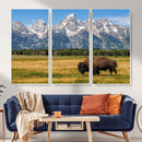 Bison in Mountain Landscape Wall Art Canvas Print – Western by MyGreatCanvas | Canvas Wall Art Prints | Photo Prints & Wall Decor