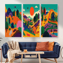 Colorful Japanese Landscape Print: Maximalist Panoramic Wall by MyGreatCanvas | Canvas Wall Art Prints | Photo Prints & Wall Decor