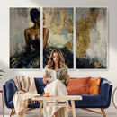 Black Woman Canvas Wall Art — Black Gold Gown Fashion Print by MyGreatCanvas | Canvas Wall Art Prints | Photo Prints & Wall Decor