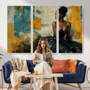 Elegant Woman Canvas Wall Art — Black Gold Gown Fashion by MyGreatCanvas | Canvas Wall Art Prints | Photo Prints & Wall Decor