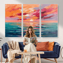 Bold Palette Knife Ocean Sunset Canvas — Orange Pink Teal by MyGreatCanvas | Canvas Wall Art Prints | Photo Prints & Wall Decor