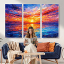Colorful Knife Ocean Sunset Canvas — Orange Pink Teal by MyGreatCanvas | Canvas Wall Art Prints | Photo Prints & Wall Decor